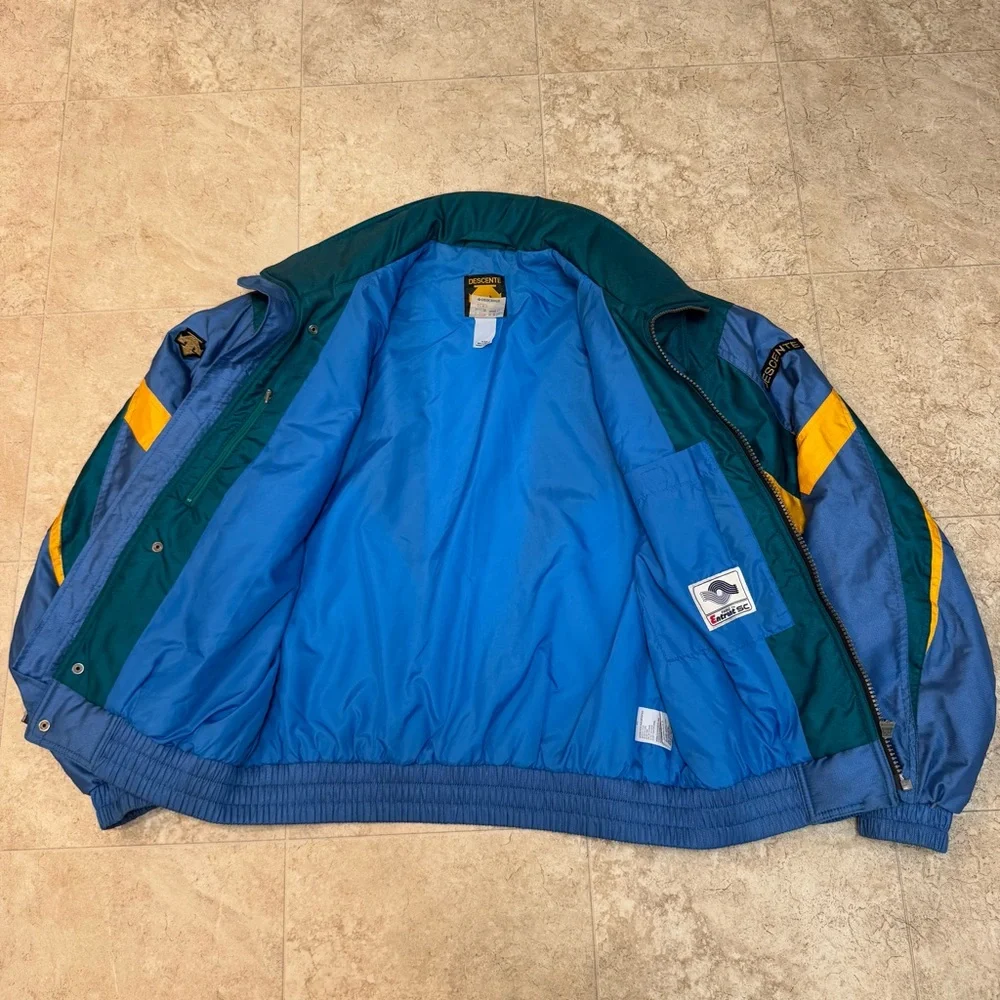 VTG Retro Descente Men’s Ski Blue Red Green Yellow 90s 80s Jacket Size Medium - Picture 9 of 15